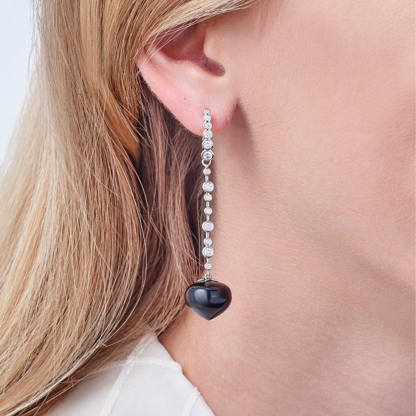 Magic Wish 18ct White Gold, Diamond & Onyx Long Drop Earrings