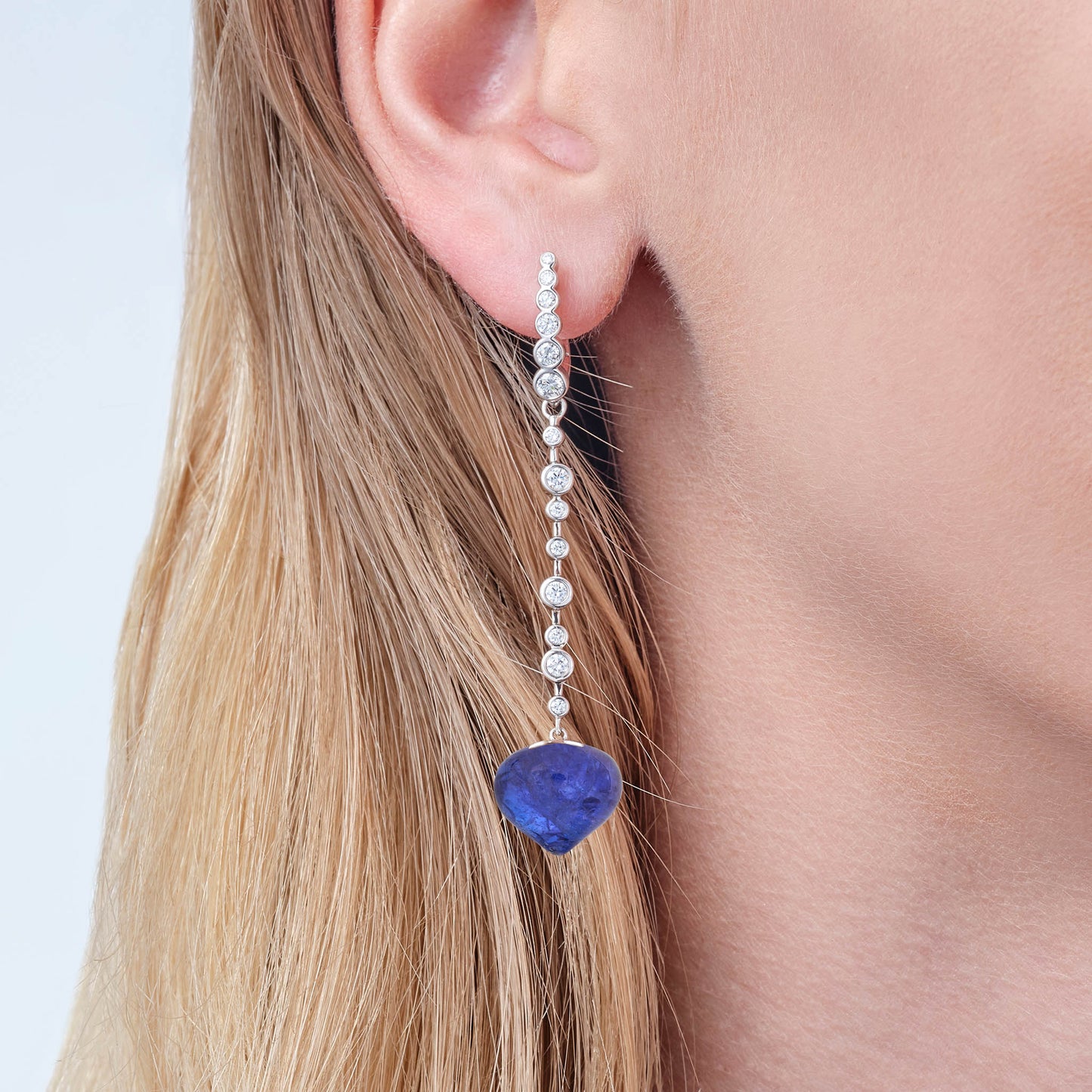 Magic Wish 18ct White Gold, Diamond & Tanzanite Long Drop Earrings