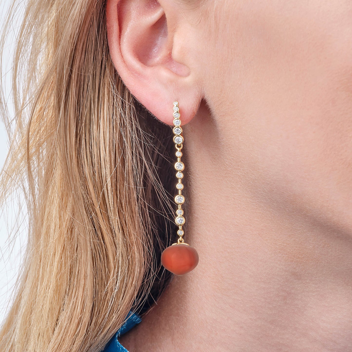 Magic Wish 18ct Yellow Gold, Diamond & Madeira Citrine Long Drop Earrings