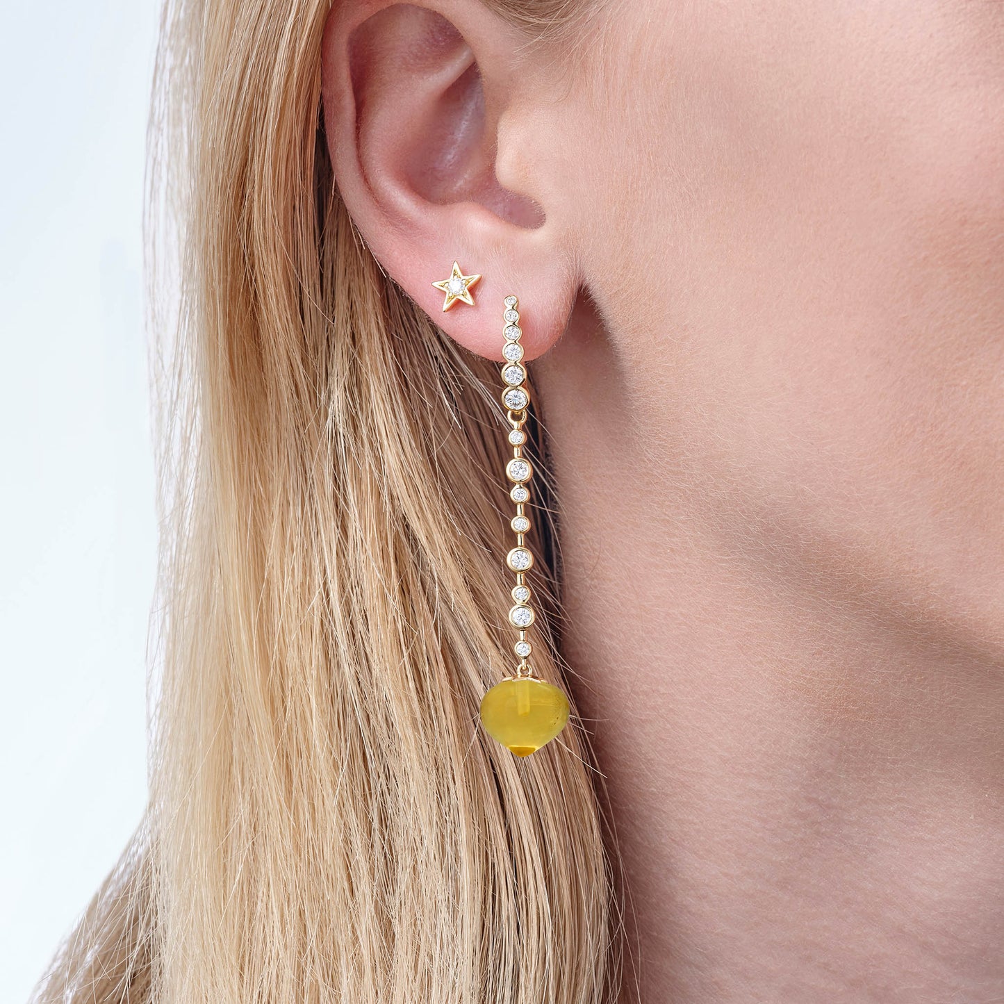 Magic Wish 18ct Yellow Gold, Diamond & Heliodor Long Drop Earrings