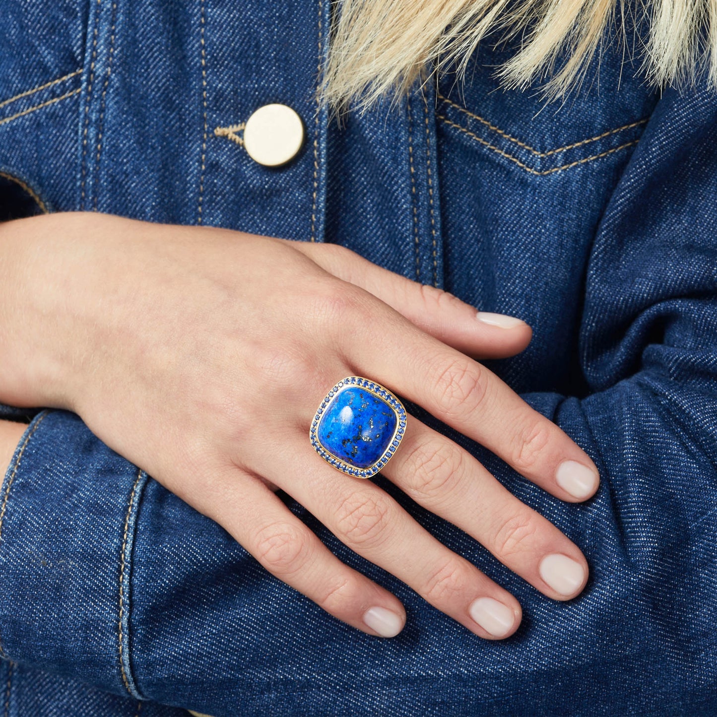 Magic Wish 18ct Yellow Gold, Cornflour Blue Sapphire & Lapis Ring