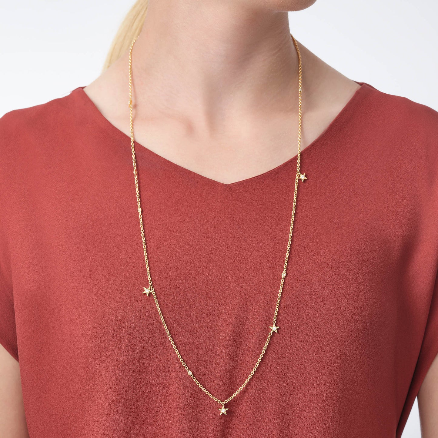 Guiding Star 18ct Yellow Gold & Diamond Necklace, 70cm