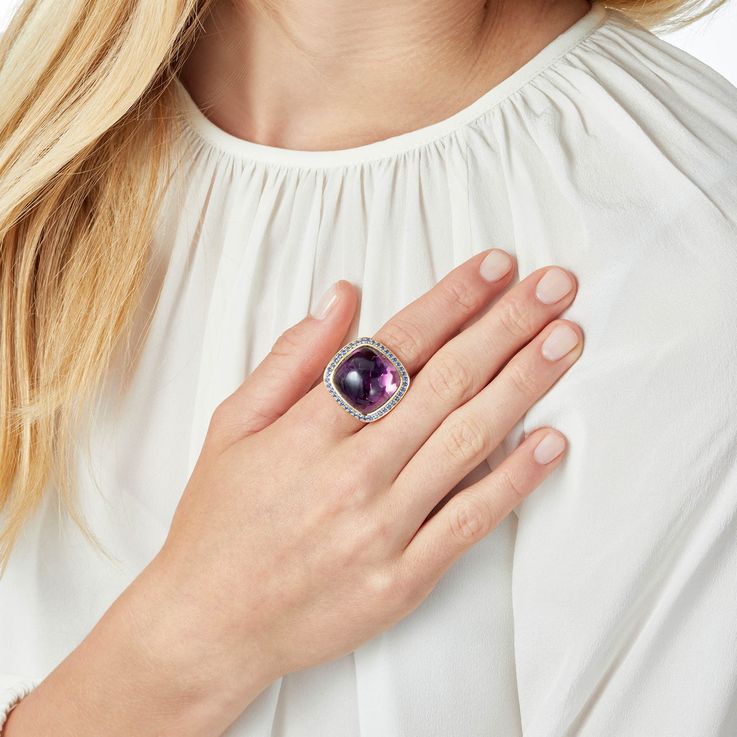 Magic Wish 18ct Yellow Gold, Cornflour Blue Sapphire & Amethyst Ring