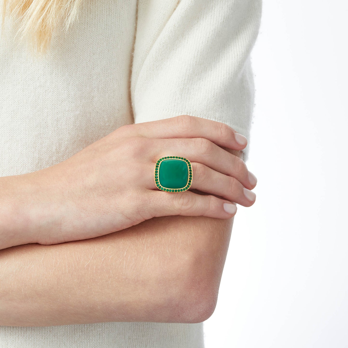Magic Wish 18ct Yellow Gold, Chrysoprase & Emerald Ring