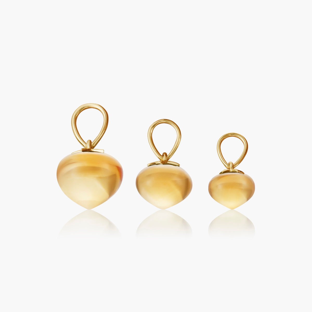 Citrine Soul Drop pendants in 14ct yellow gold, three sizes