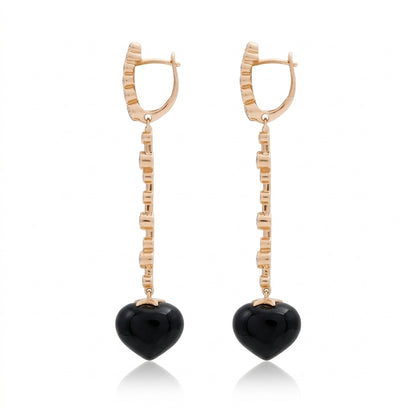Magic Wish 18ct Yellow Gold, Diamond & Onyx Long Drop Earrings