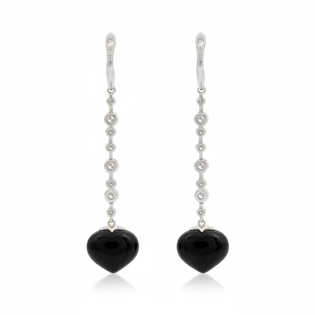 Magic Wish 18ct White Gold, Diamond & Onyx Long Drop Earrings