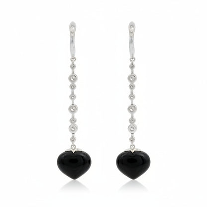 Magic Wish 18ct White Gold, Diamond & Onyx Long Drop Earrings