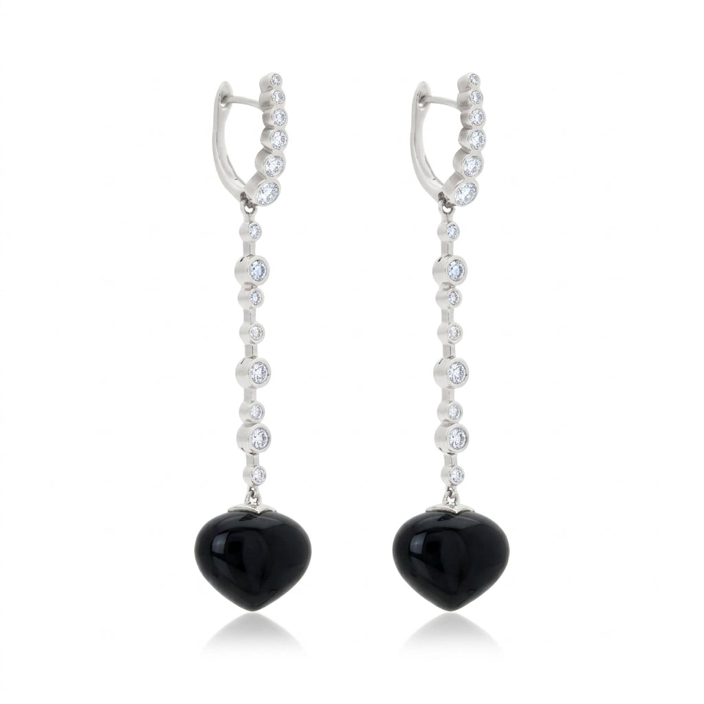 Magic Wish 18ct White Gold, Diamond & Onyx Long Drop Earrings