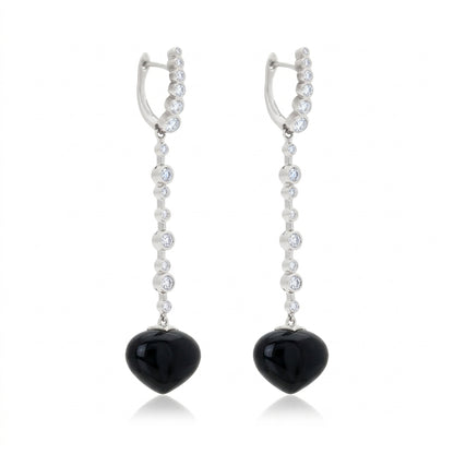 Magic Wish 18ct White Gold, Diamond & Onyx Long Drop Earrings