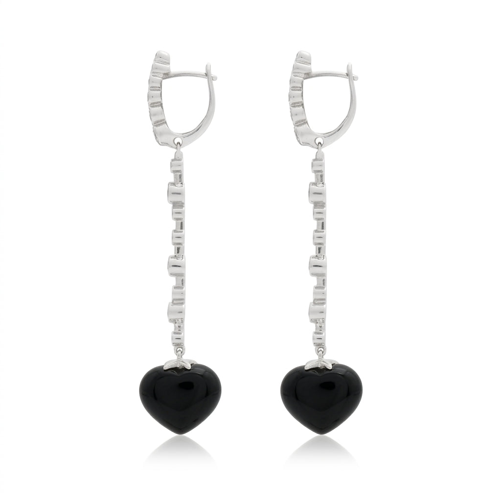 Magic Wish 18ct White Gold, Diamond & Onyx Long Drop Earrings