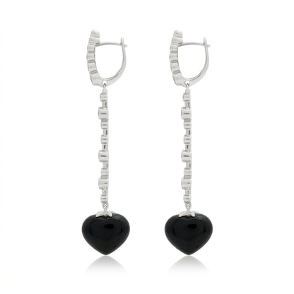 Magic Wish 18ct White Gold, Diamond & Onyx Long Drop Earrings