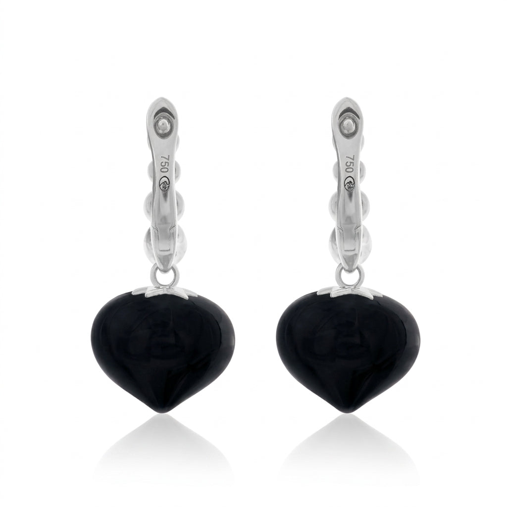 Magic Wish 18ct White Gold, Diamond & Onyx Short Drop Earrings