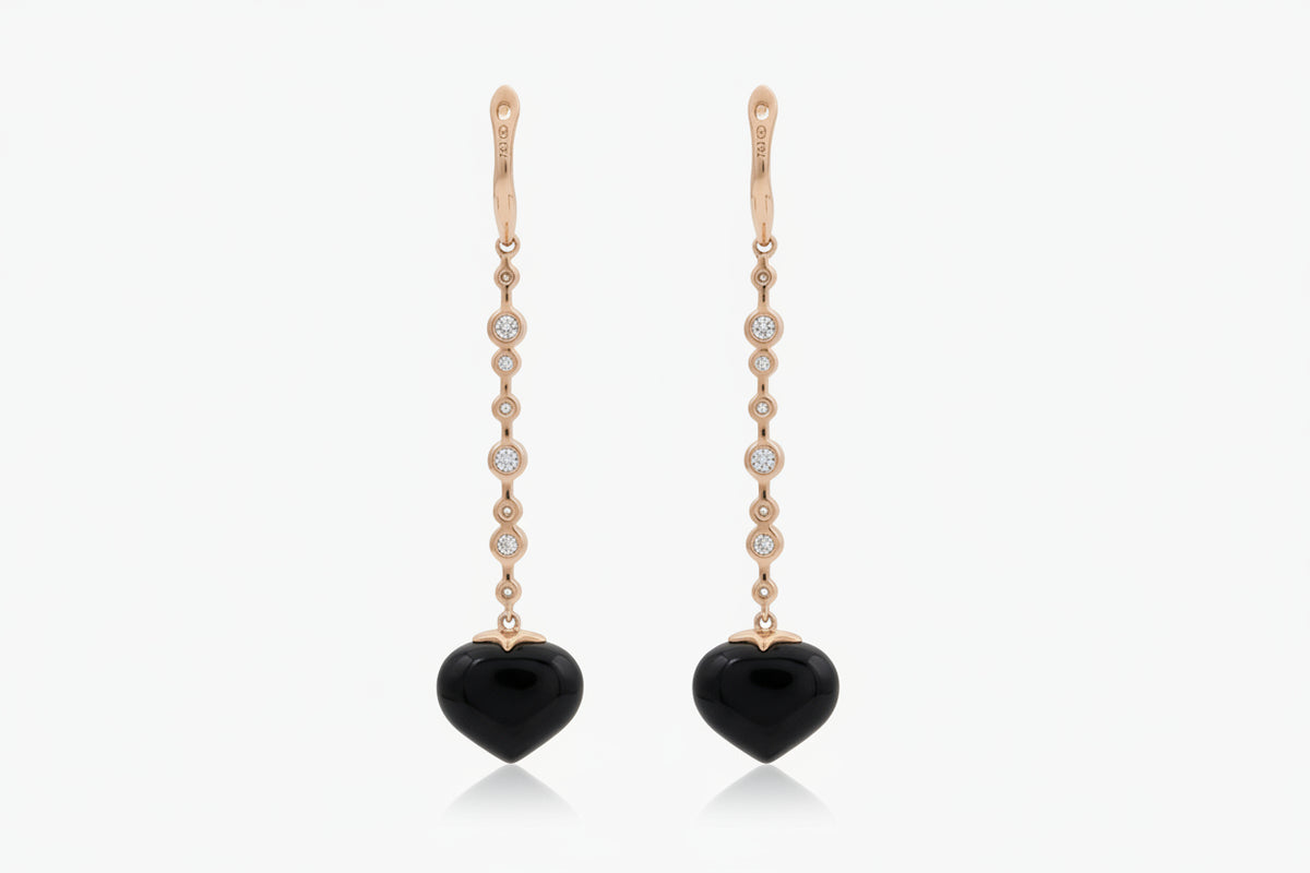Magic Wish 18ct Yellow Gold, Diamond & Onyx Long Drop Earrings