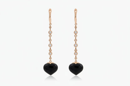 Magic Wish 18ct Yellow Gold, Diamond & Onyx Long Drop Earrings