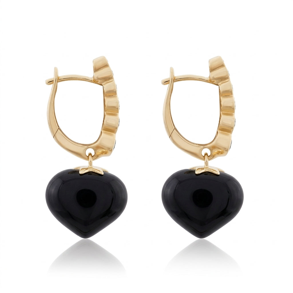 Magic Wish 18ct Yellow Gold, Diamond & Onyx Short Drop Earrings