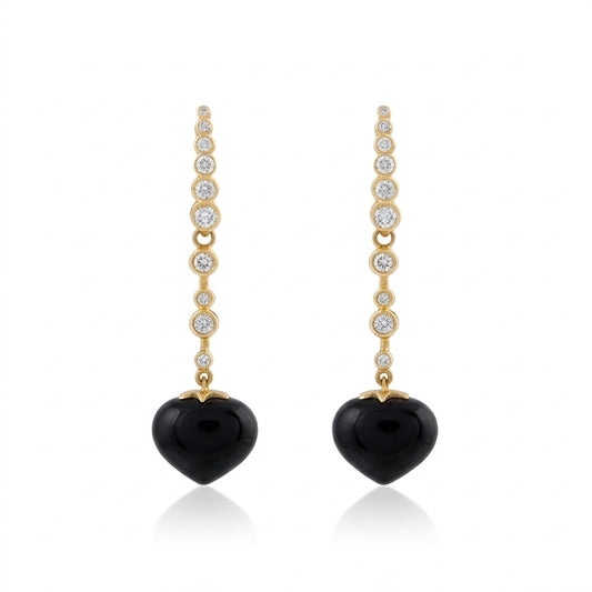 Magic Wish 18ct Yellow Gold, Diamond & Onyx Medium Drop Earrings