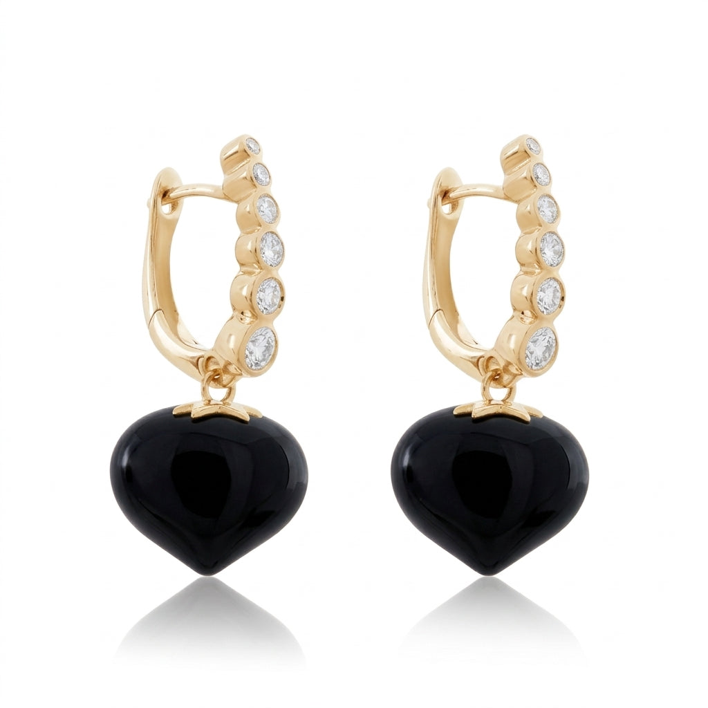 Magic Wish 18ct Yellow Gold, Diamond & Onyx Short Drop Earrings