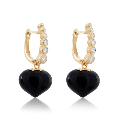 Magic Wish 18ct Yellow Gold, Diamond & Onyx Short Drop Earrings