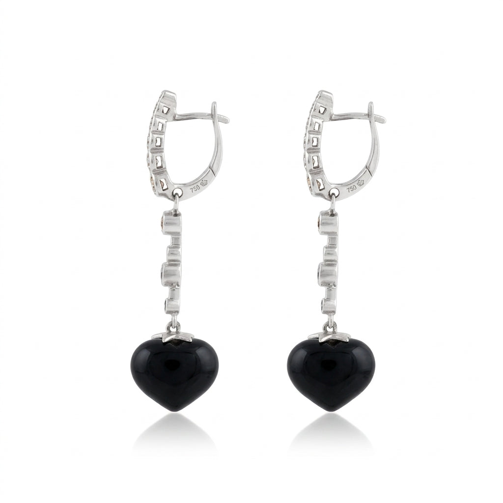 Magic Wish 18ct White Gold, Diamond & Onyx Medium Drop Earrings