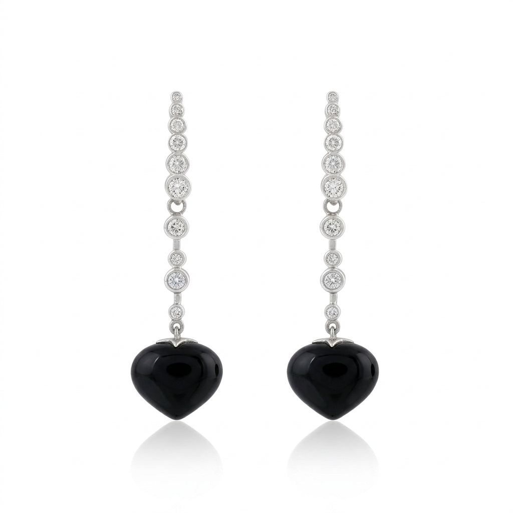 Magic Wish 18ct White Gold, Diamond & Onyx Medium Drop Earrings