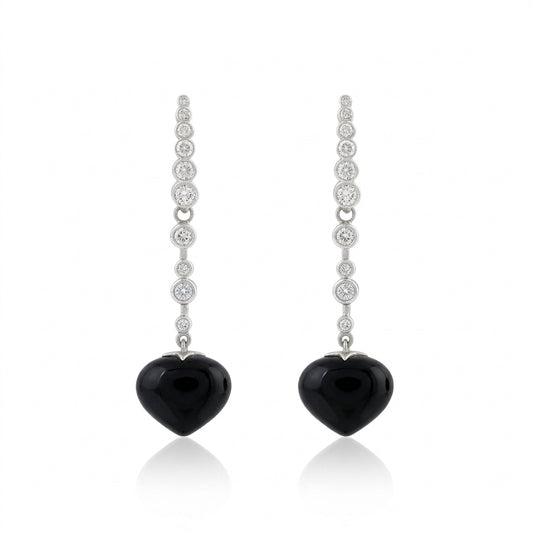 Magic Wish 18ct White Gold, Diamond & Onyx Medium Drop Earrings