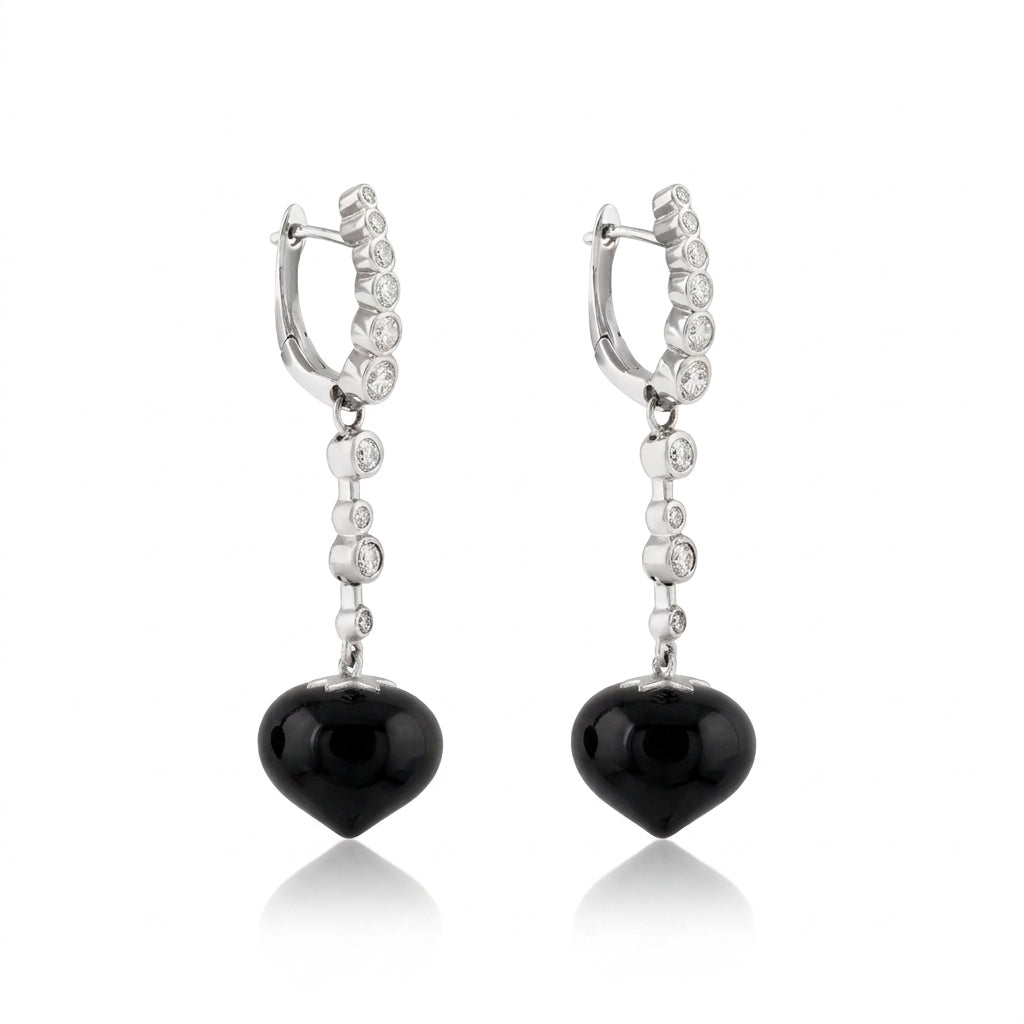 Magic Wish 18ct White Gold, Diamond & Onyx Medium Drop Earrings