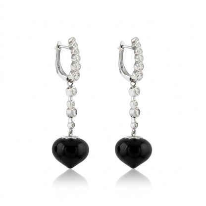 Magic Wish 18ct White Gold, Diamond & Onyx Medium Drop Earrings