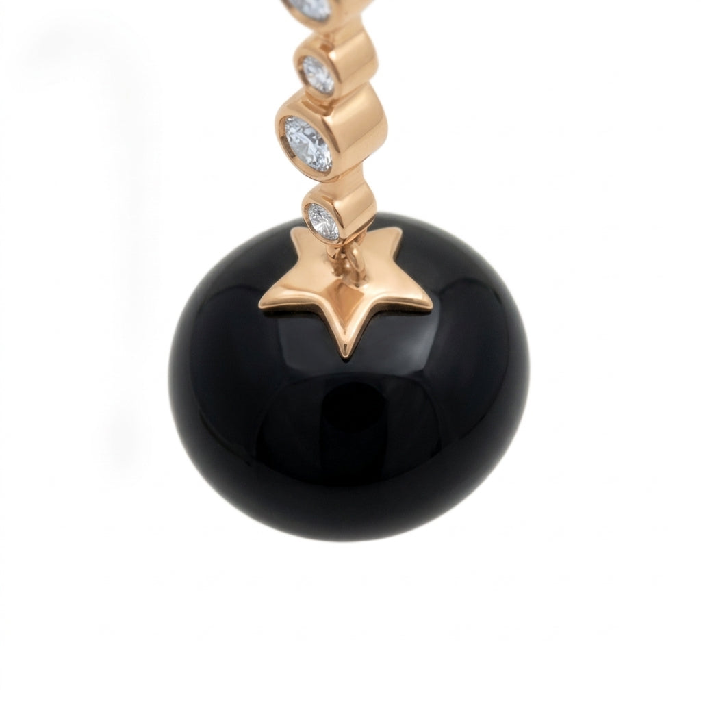 Magic Wish 18ct Yellow Gold, Diamond & Onyx Long Drop Earrings