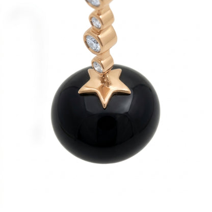 Magic Wish 18ct Yellow Gold, Diamond & Onyx Long Drop Earrings