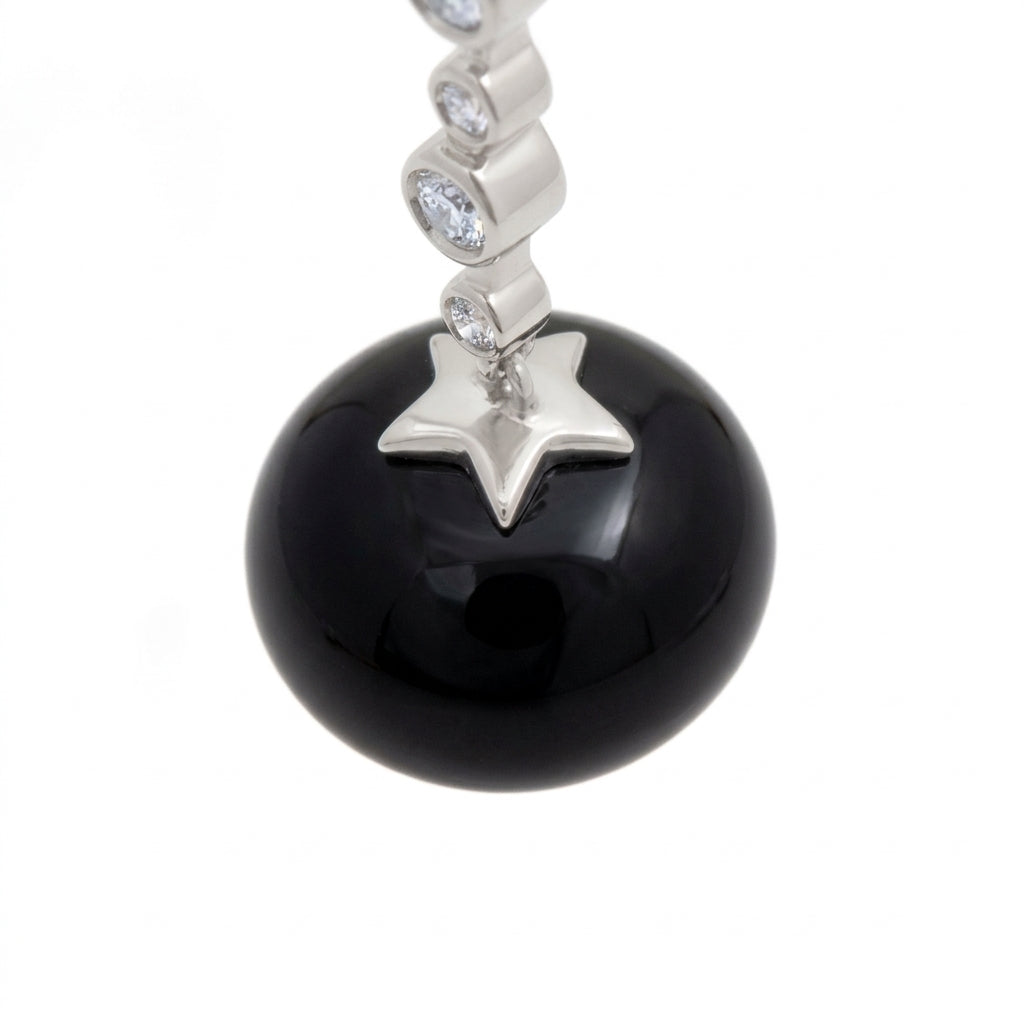 Magic Wish 18ct White Gold, Diamond & Onyx Long Drop Earrings