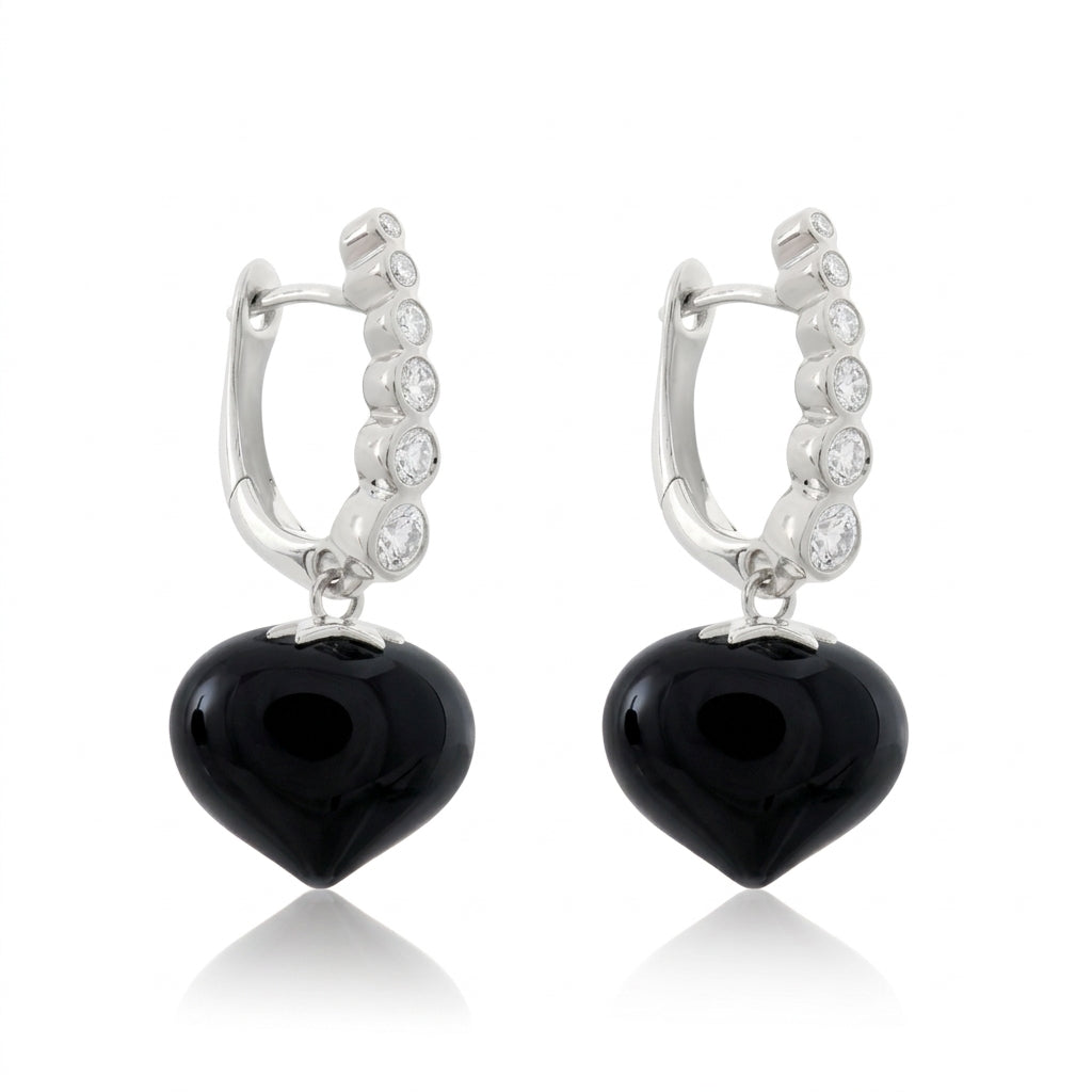 Magic Wish 18ct White Gold, Diamond & Onyx Short Drop Earrings