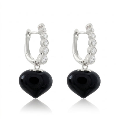 Magic Wish 18ct White Gold, Diamond & Onyx Short Drop Earrings