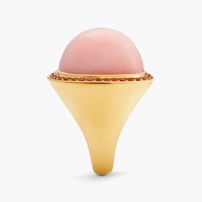 Magic Wish 18ct Yellow Gold, Orange Sapphire & Pink Opal Ring