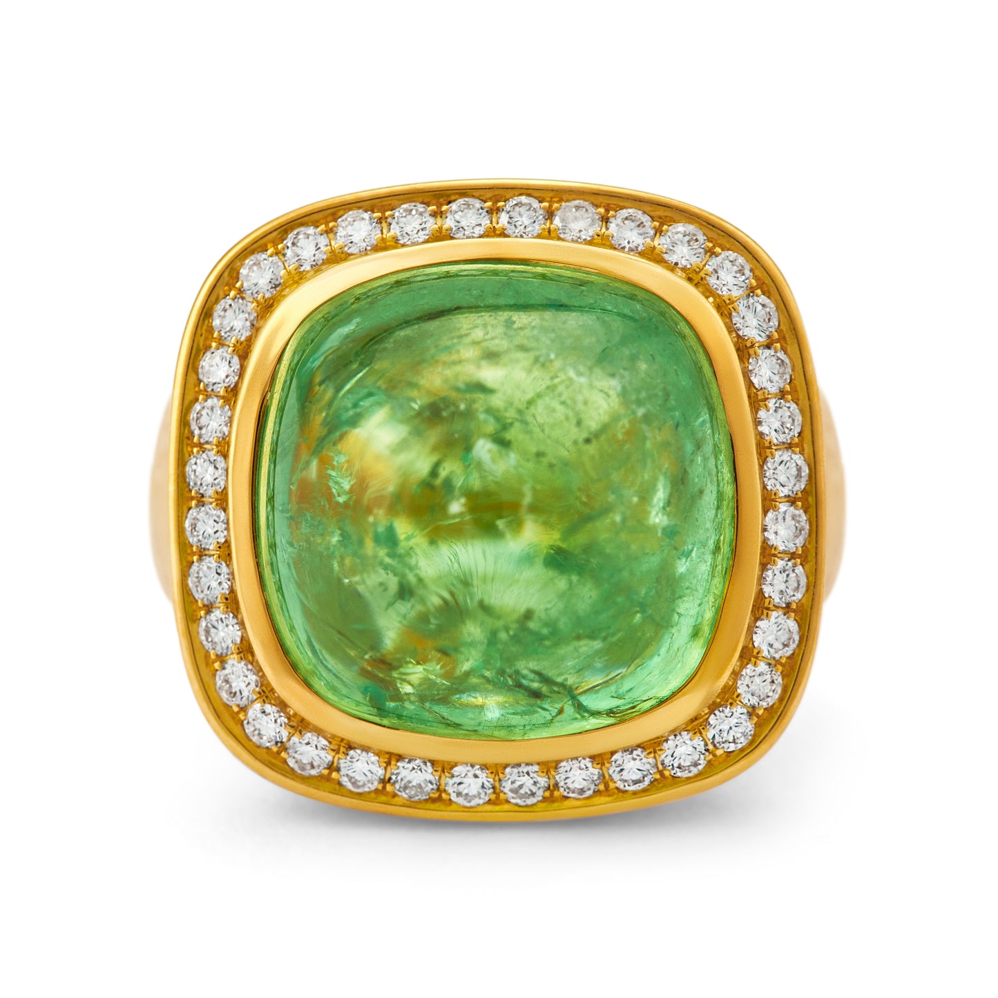 Magic Wish 18ct Yellow Gold, Diamonds & Mint Green Tzavorite Garnet Ring