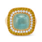 Sweet Aura 18ct Yellow Gold, Aquamarine, Diamond & Yellow Sapphire Ring