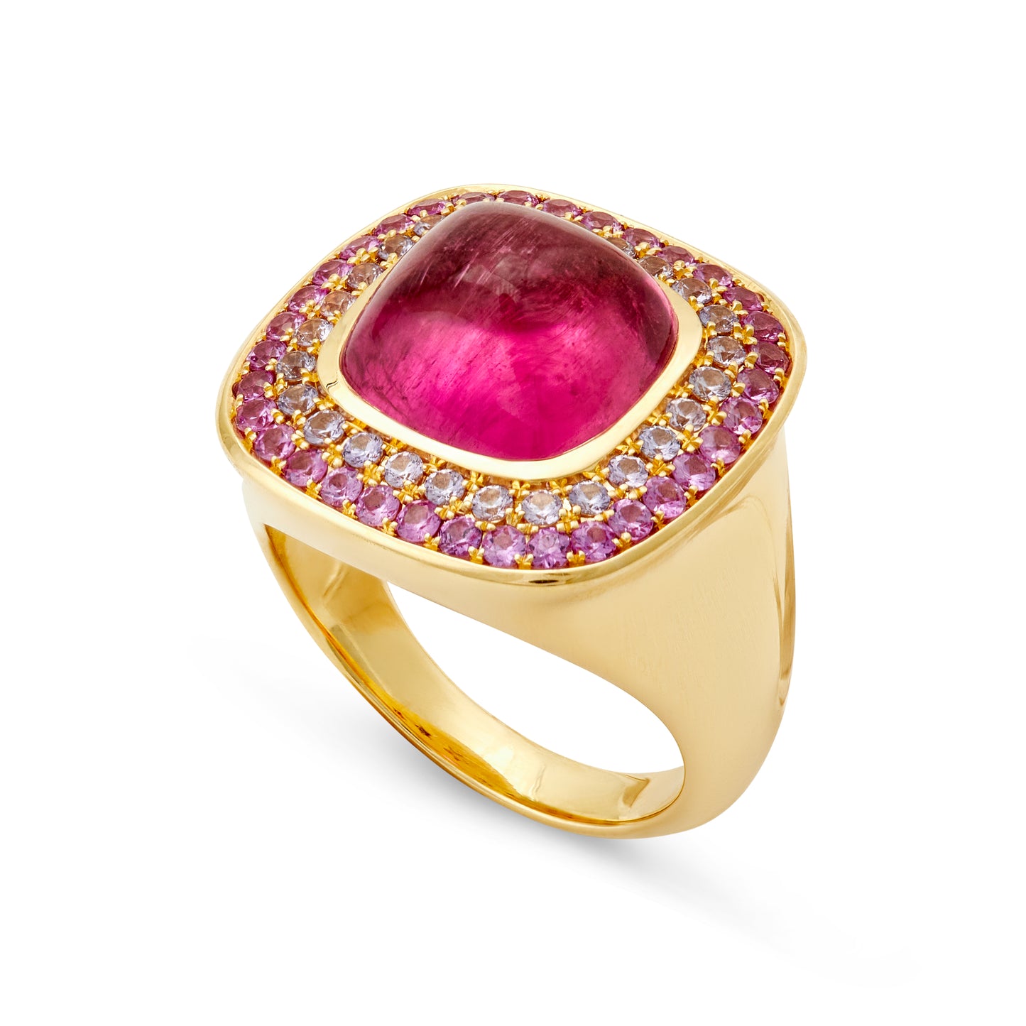 Sweet Aura 18ct Yellow Gold, Pink Tourmaline, Light Pink & Pink Sapphire Ring