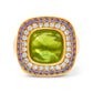 Sweet Aura 18ct Yellow Gold, Peridot, Diamond & Light Purple Sapphire Ring