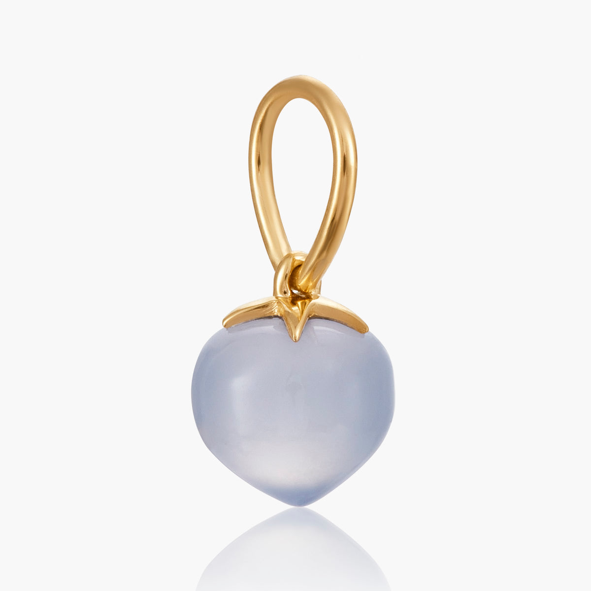 Blue Chalcedony Soul Drop pendants in 14ct yellow gold, Small