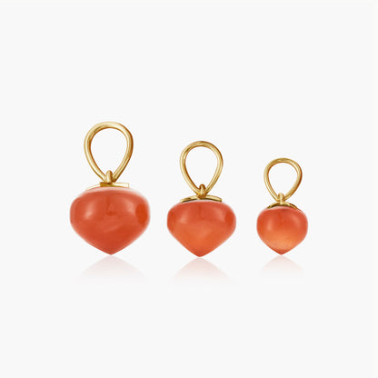 Carnelian Soul Drop pendants in 14ct yellow gold, group