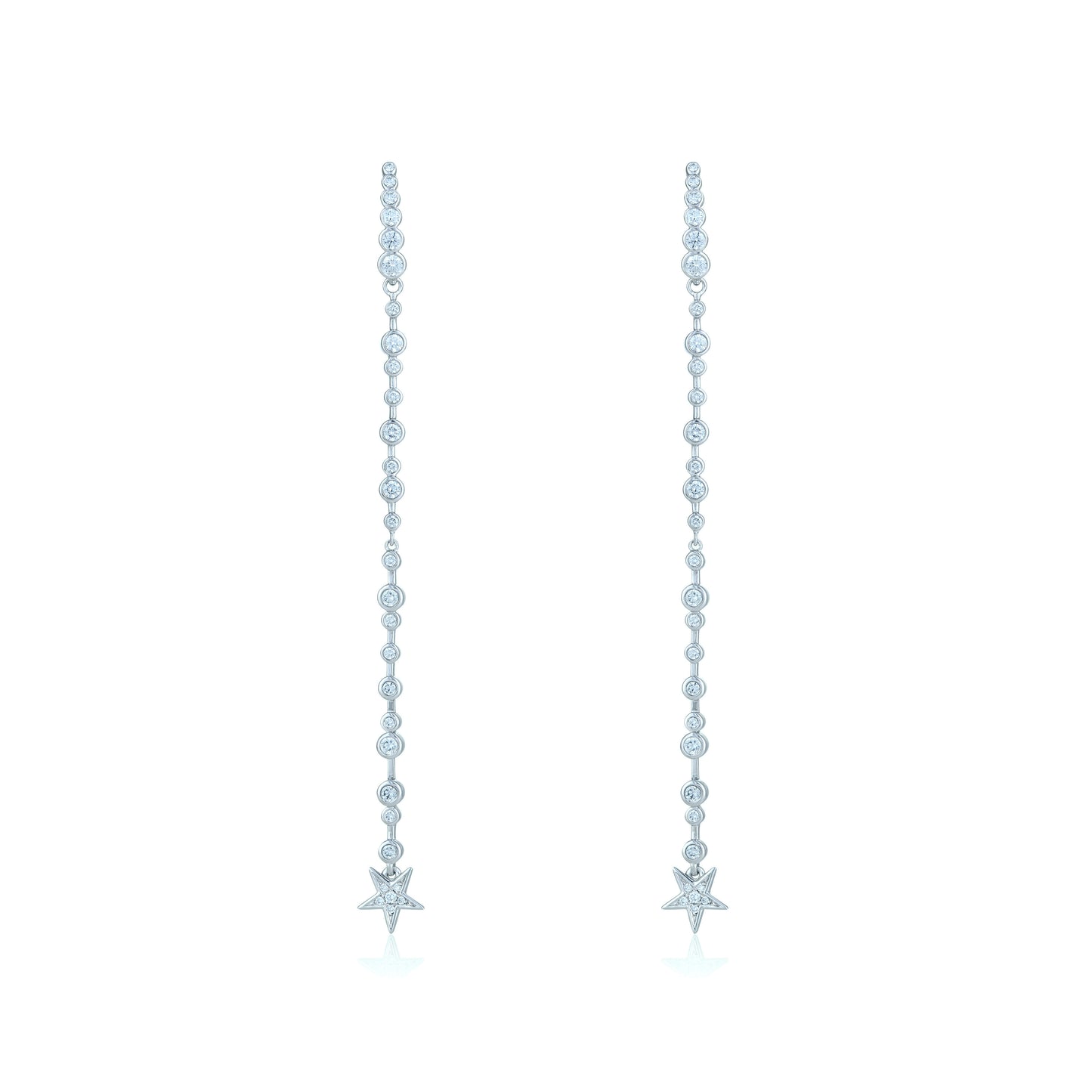 Guiding Star 18ct White Gold & Diamond Extra Long Drop Earrings