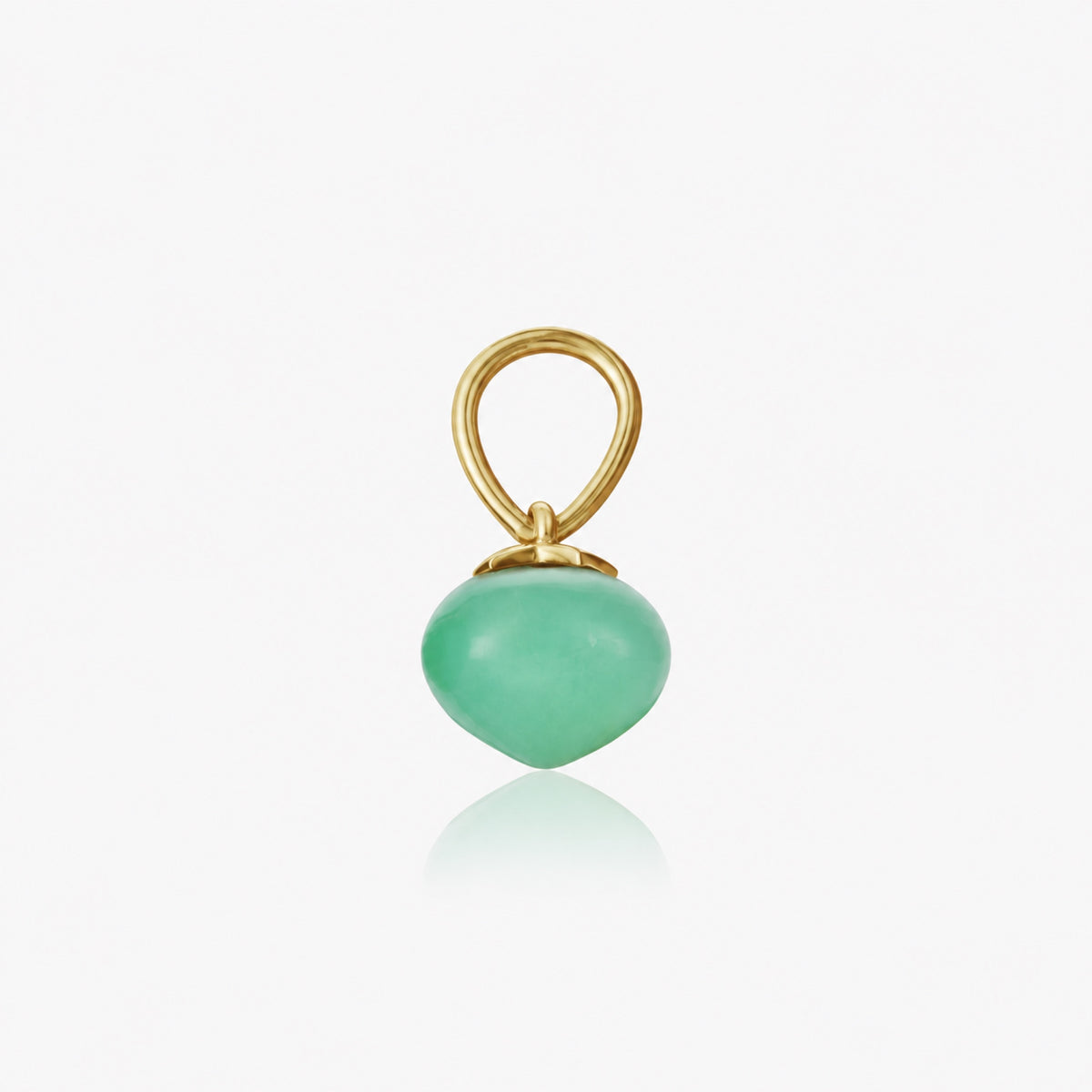 Chrysoprase Soul Drop pendants in 14ct yellow gold, Small