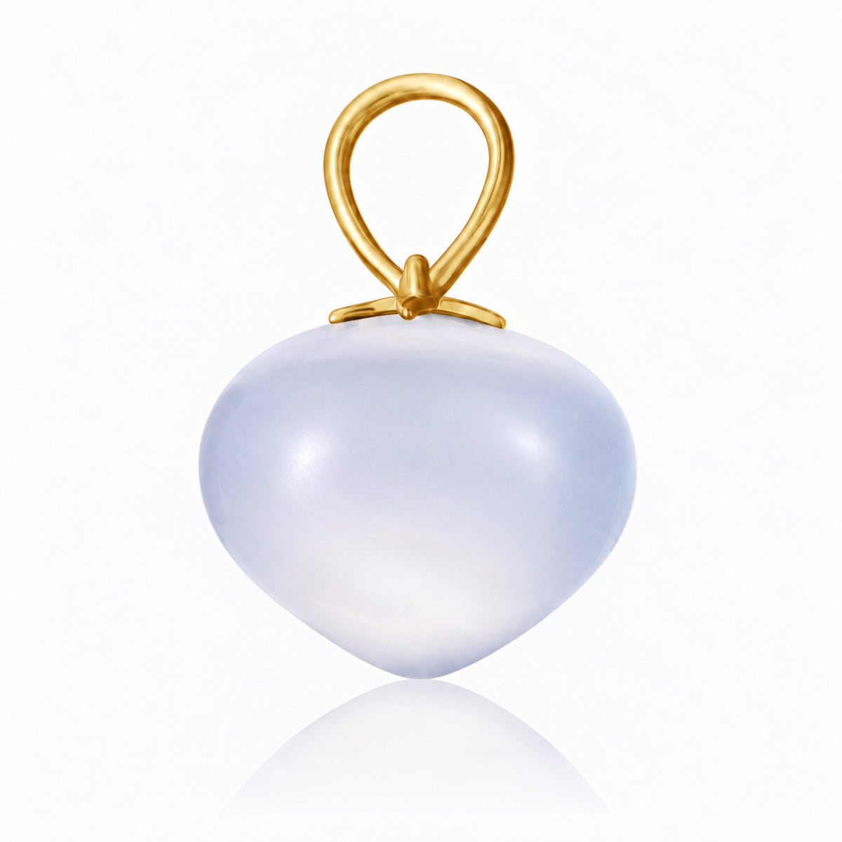 Blue Chalcedony Soul Drop pendant in 14ct yellow gold, Large