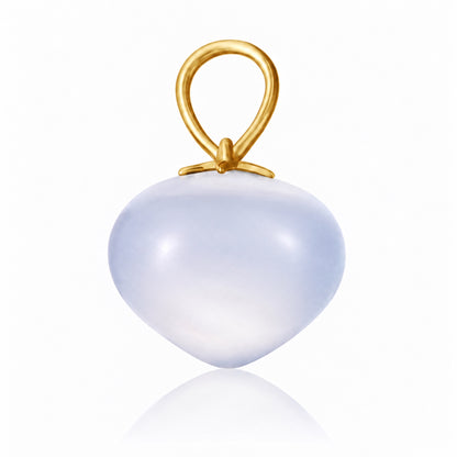 Blue Chalcedony Soul Drop pendant in 14ct yellow gold, Large