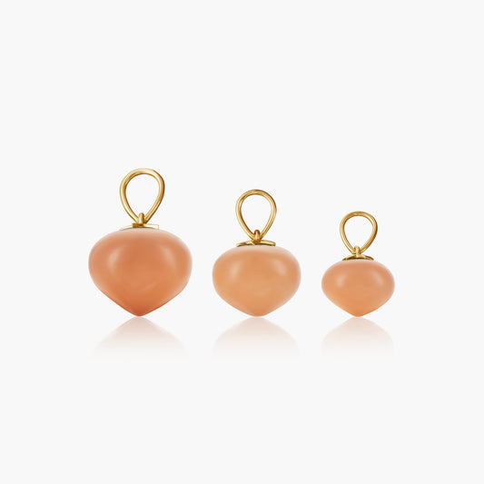 Blush Moonstone Soul Drop pendants in 14ct yellow gold, three sizes