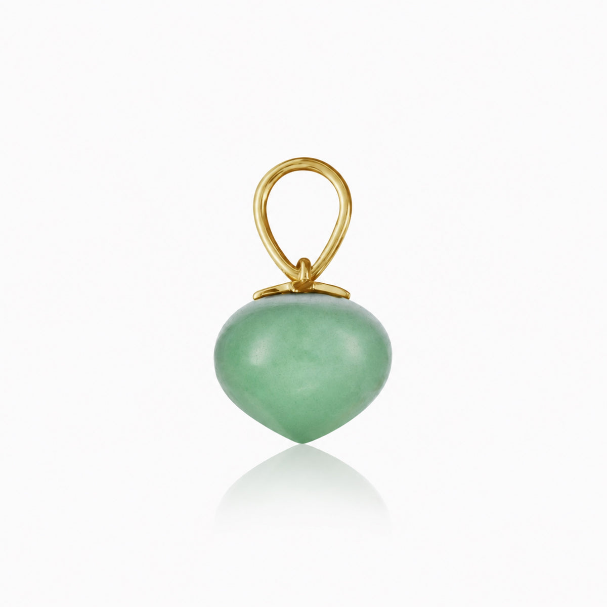 Green Aventurine Soul Drop pendants in 14ct yellow gold, Medium