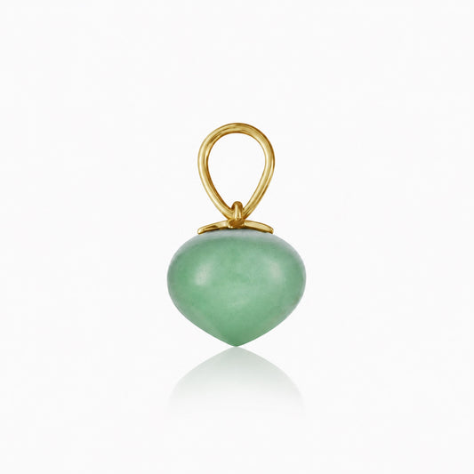 Green Aventurine Soul Drop pendants in 14ct yellow gold, Medium