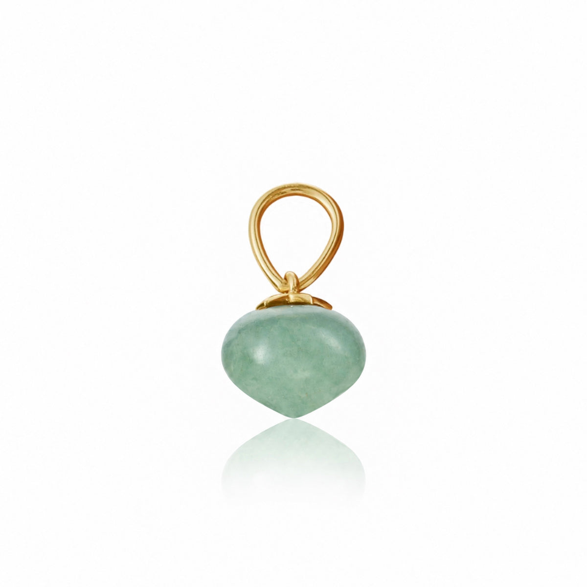 Green Aventurine Soul Drop pendants in 14ct yellow gold, Small
