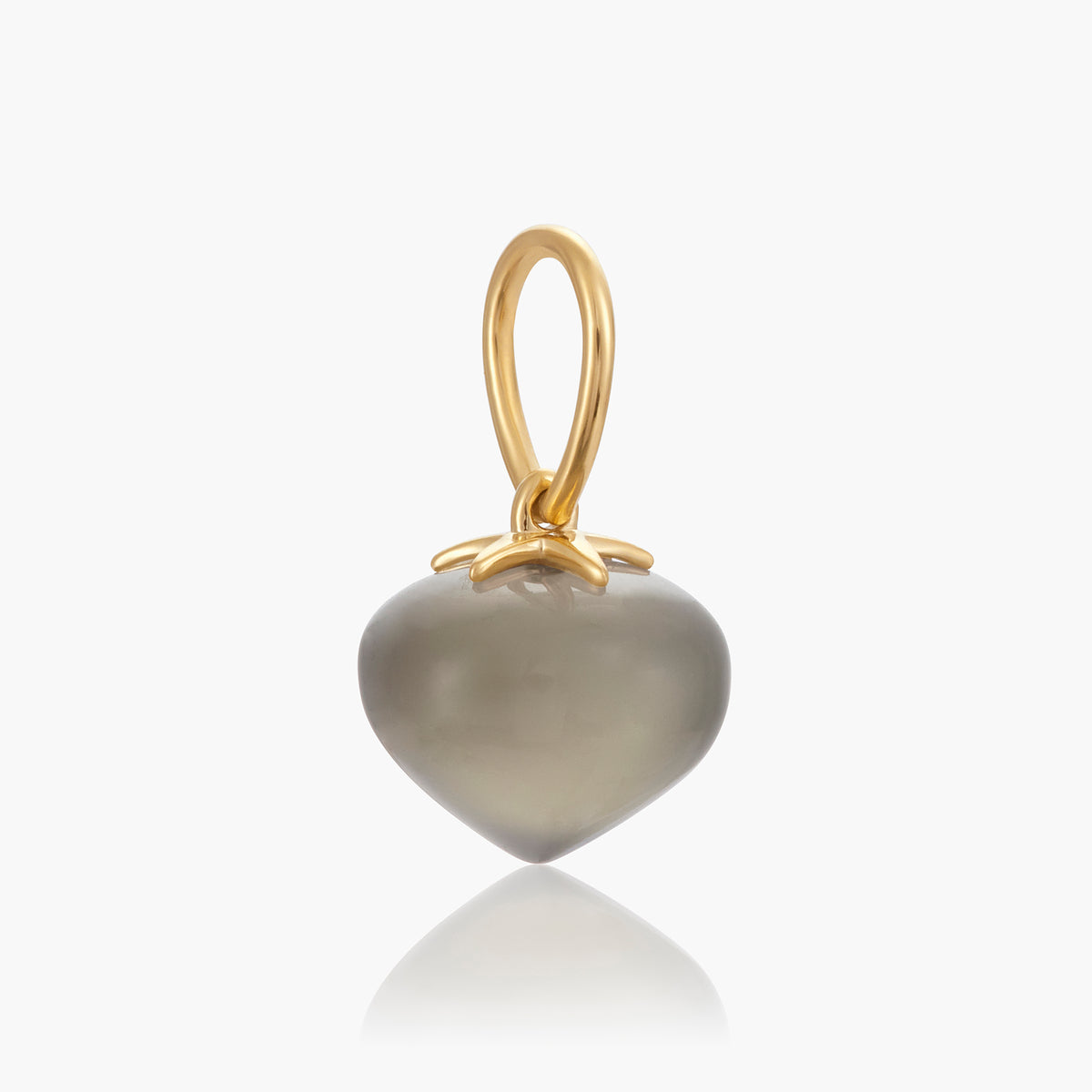Grey Moonstone Soul Drop pendants in 14ct yellow gold, Medium