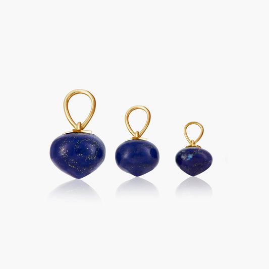 Lapis Lazuli Soul Drop pendants in 14ct yellow gold, group